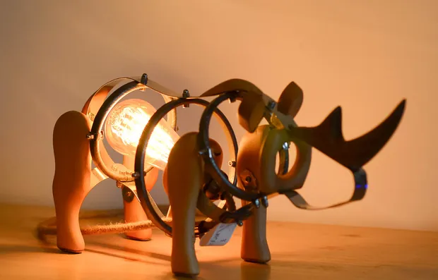 Mr. Rhino. Lamp, in the shape of an animal